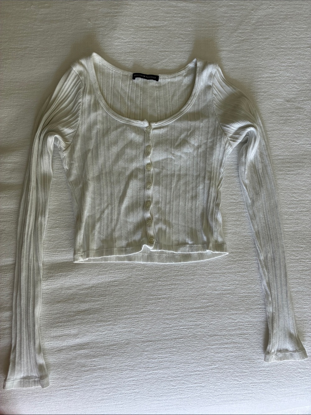 Brandy Melville long sleeve cotton crop cardigan style top